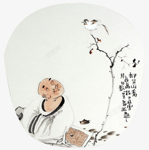 扇面花鸟人物茶画png免抠素材_88icon https://88icon.com 中国风 书法 人物 国画 扇面 文字 花鸟 茶画