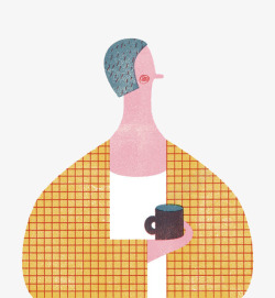 喝咖啡的女人插图素材