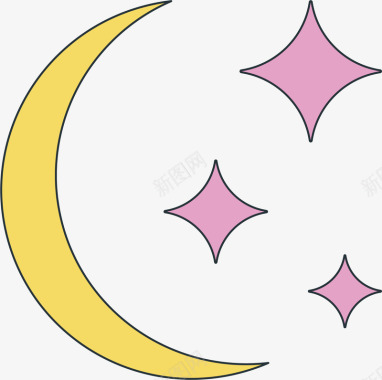 月亮素描夜晚天气标图标图标