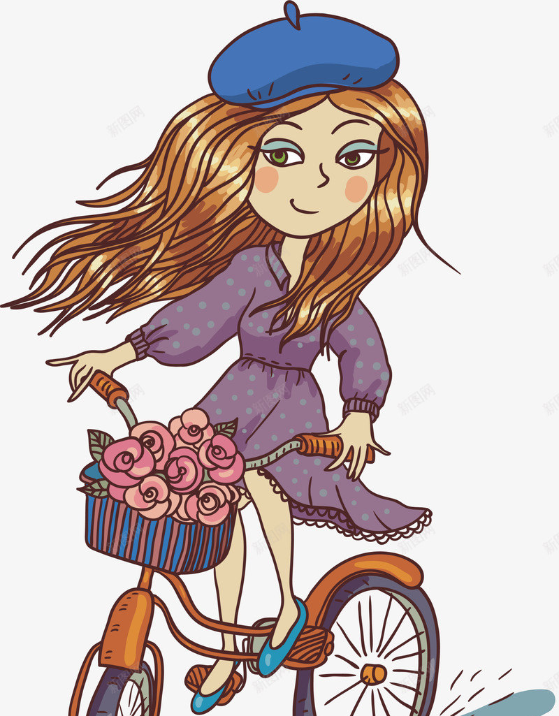 骑着单车的女人插画png免抠素材_88icon https://88icon.com 人物插画 可爱女人 女人插画 文艺范 时尚女人 美丽女人 骑着单车