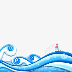 蓝色波浪矢量图素材