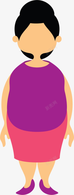 紫衣扁平微胖女人素材