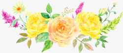 黄色花手绘花卉图案牡丹花开素材