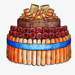 水彩风手绘创意造型生日蛋糕矢量图素材