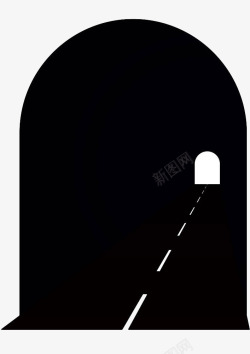 分界虚线手绘黑色隧道高清图片