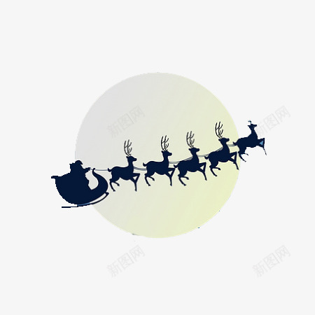 月亮圣诞老人驯鹿png免抠素材_88icon https://88icon.com 圣诞老人 月亮 雪橇 驯鹿