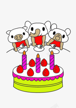 小猪大象小熊一起庆祝生日素材