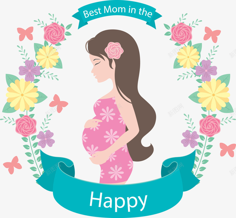 手绘母亲节png免抠素材_88icon https://88icon.com 卡通 女人 妈妈 怀孕 手绘 母亲节 花朵