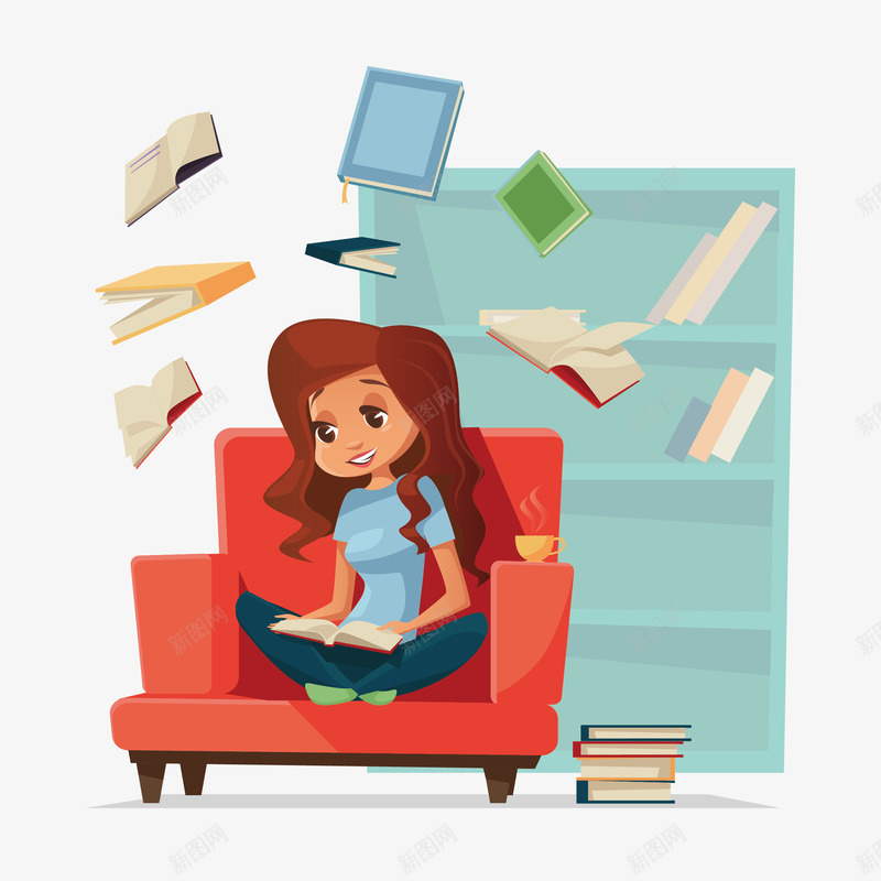 卡通坐在沙发上看书的女人矢量图eps免抠素材_88icon https://88icon.com 坐姿 坐着 坐着读书 女人 女人看书 沙发 看书 看书的女人 矢量图 红色 红色沙发 阅读 阅读书籍