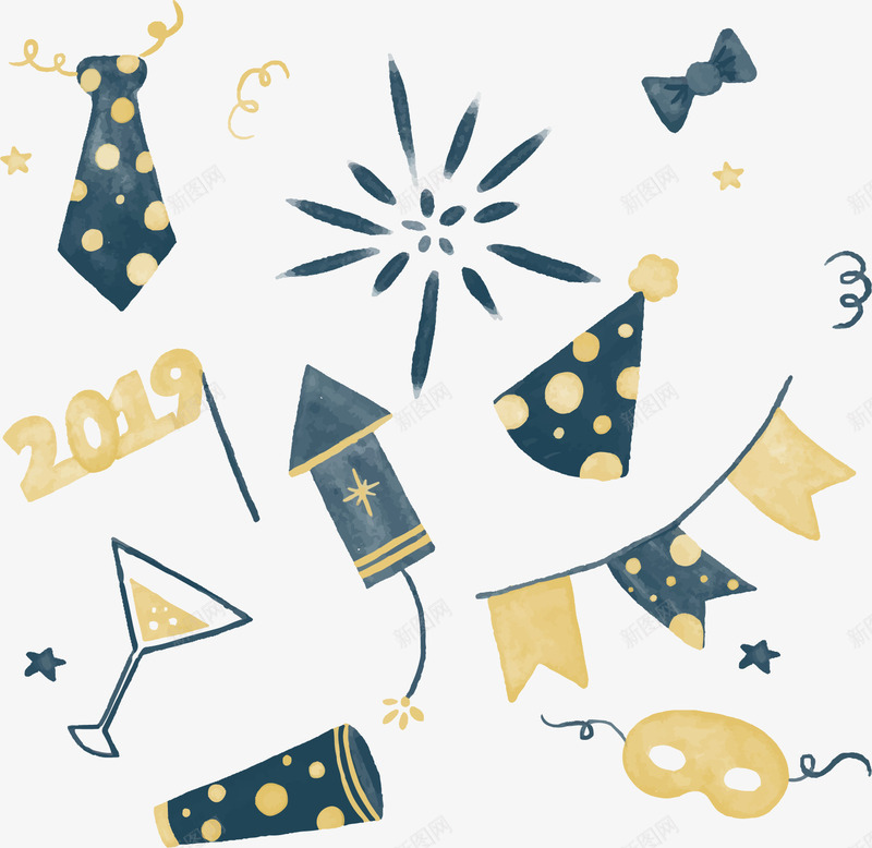 庆祝新年派对的海报矢量图ai免抠素材_88icon https://88icon.com 2019新年 庆祝新年 新年 新年快乐 新年派对 矢量png 矢量图