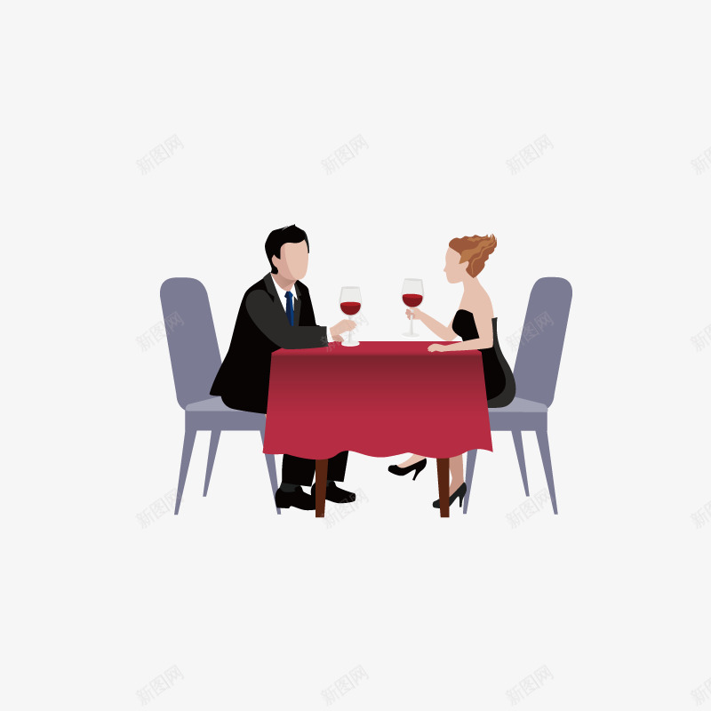餐厅吃饭的男人女人png免抠素材_88icon https://88icon.com canting 坐在餐桌前 女人 桌子 椅子 男人 红酒 红酒杯 西餐 高级餐厅