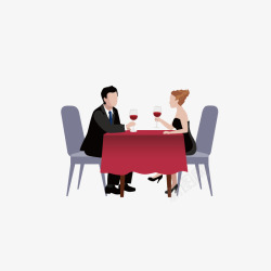 高级酒杯餐厅吃饭的男人女人高清图片