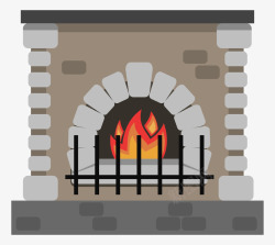 暖炉手绘卡通火炉取暖炉壁炉高清图片