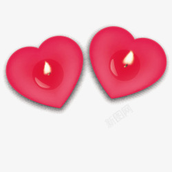 两个红色的心形蜡烛矢量图素材