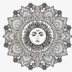 太阳花复古装饰花纹素材