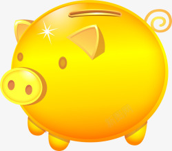 手绘黄色小猪钱罐素材