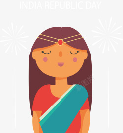 庆祝共和日的印度少女矢量图素材