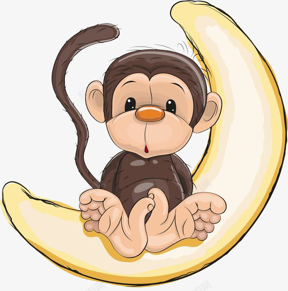 月亮上的猴子png免抠素材_88icon https://88icon.com 月亮 棕色 猴子 猴尾巴