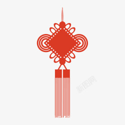 红色传统弯曲中国结元素素材