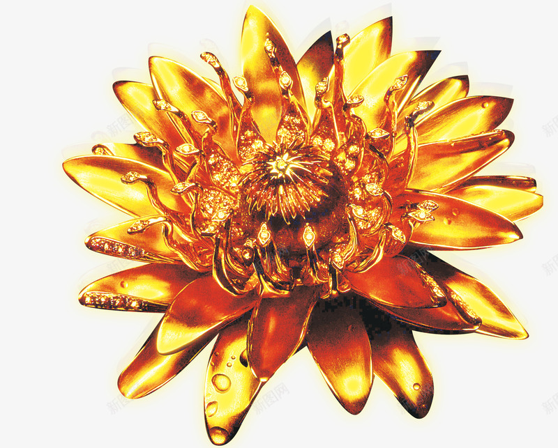 金铜色花朵psd免抠素材_88icon https://88icon.com 牡丹花 装饰图片 金铜色花朵