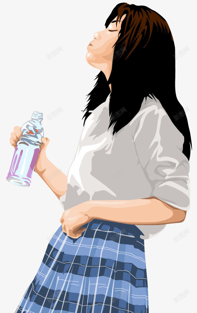 喝水的女孩png免抠素材_88icon https://88icon.com 可爱 喝水 女孩 美丽