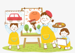 儿童画板彩色扁平化儿童绘画卡通插画高清图片