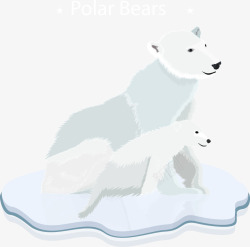 冰块上的卡通北极熊素材