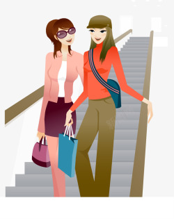 时髦女人边走边聊的两个时髦女人矢量图高清图片