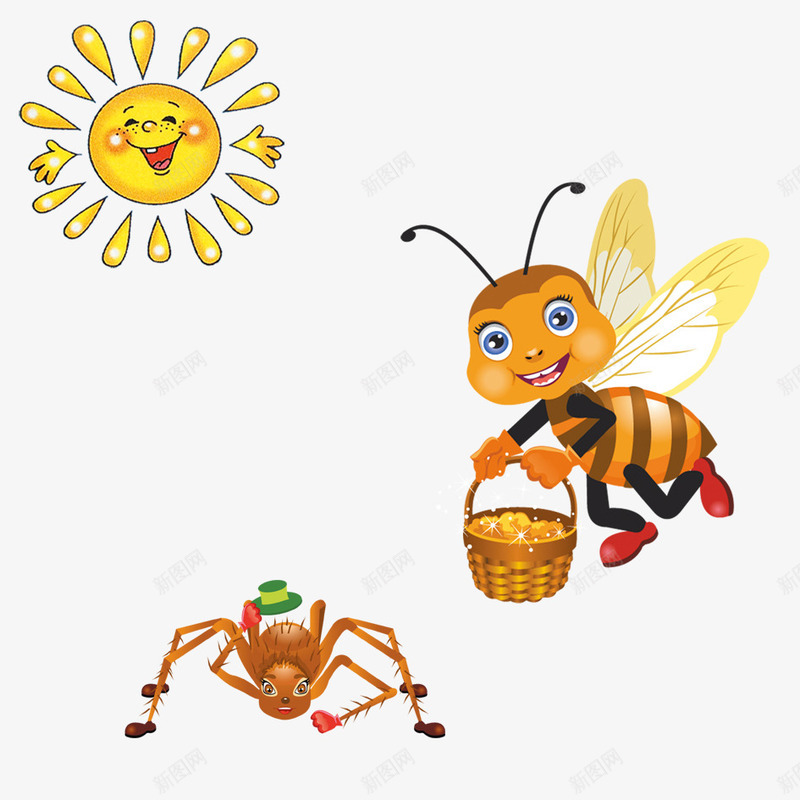 卡通小动物png免抠素材_88icon https://88icon.com 动物 劳动 卡通 太阳 开心 手绘 玩耍 蜘蛛 蜜蜂 采蜜