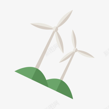 灰绿色灰绿色的风力发电环保标识矢量图图标图标