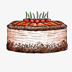 水彩风手绘生日传统水果蛋糕矢量图素材