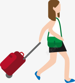 拉着行李箱的女人插画素材
