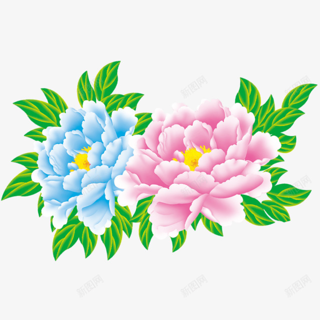 花png免抠素材_88icon https://88icon.com 大气 牡丹花 红色 蓝色