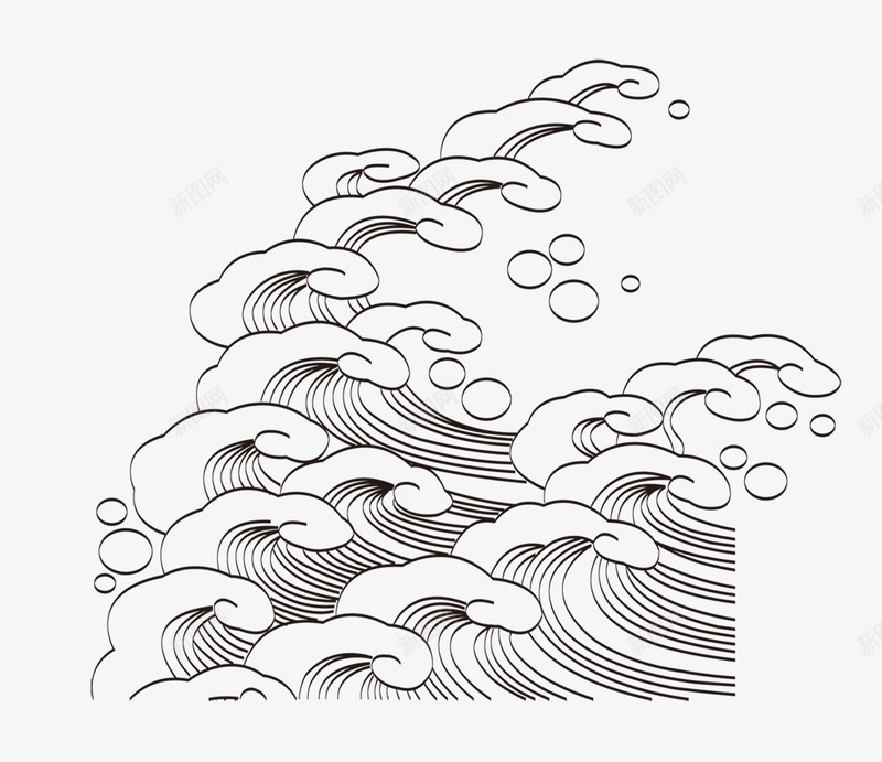 线描海浪波浪png免抠素材_88icon https://88icon.com 水波 波浪 线描海浪