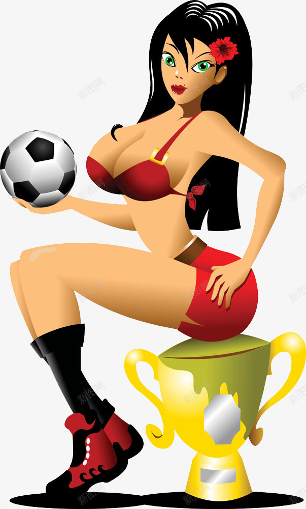 性感的足球宝贝png免抠素材_88icon https://88icon.com 卡通 女人 女孩 性感 手绘 球类 足球 足球宝贝