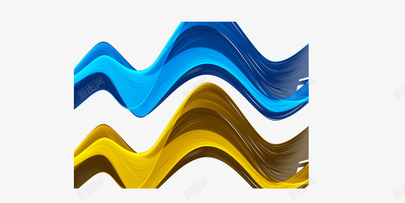 蓝色黄色线条波浪png免抠素材_88icon https://88icon.com 彩色下划线 波浪 渐变 矢量线条 线条