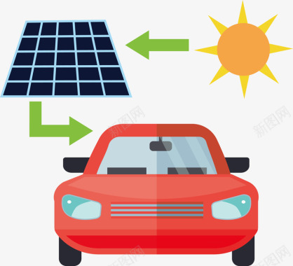 太阳能板新能源太阳能汽车图标矢量图图标
