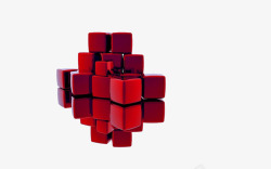 红色立体方块素材