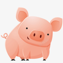 粉色美丽小猪手绘矢量图素材