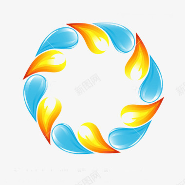 蓝火与黄火的结合图标图标
