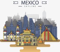 美丽墨西哥城市风景矢量图素材
