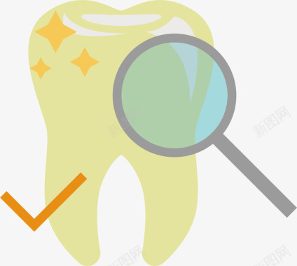 牙科牙齿检查标识矢量图图标图标