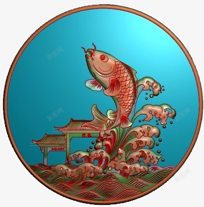 鱼跃龙门png免抠素材_88icon https://88icon.com 古典素材 水纹 波浪 浪花 海浪 跃龙门 鱼跃龙门 鲤鱼 鲤鱼跳龙门 龙门