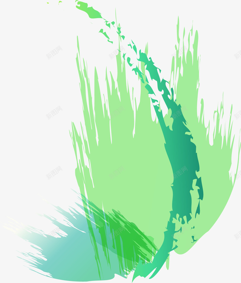笔刷效果矢量图ai免抠素材_88icon https://88icon.com 效果 笔刷 绿色 矢量图