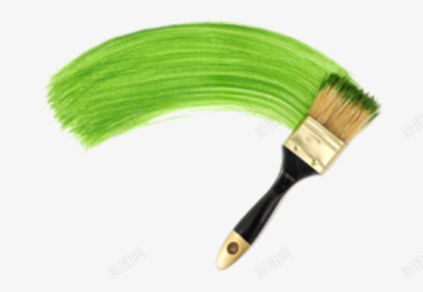 绿色漆墙刷png免抠素材_88icon https://88icon.com 产品实物 刷子 木笔刷 绿色油漆 软笔刷