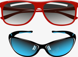 蓝色眼镜和红框眼镜矢量图素材