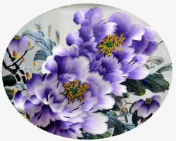刺绣紫色牡丹花素材