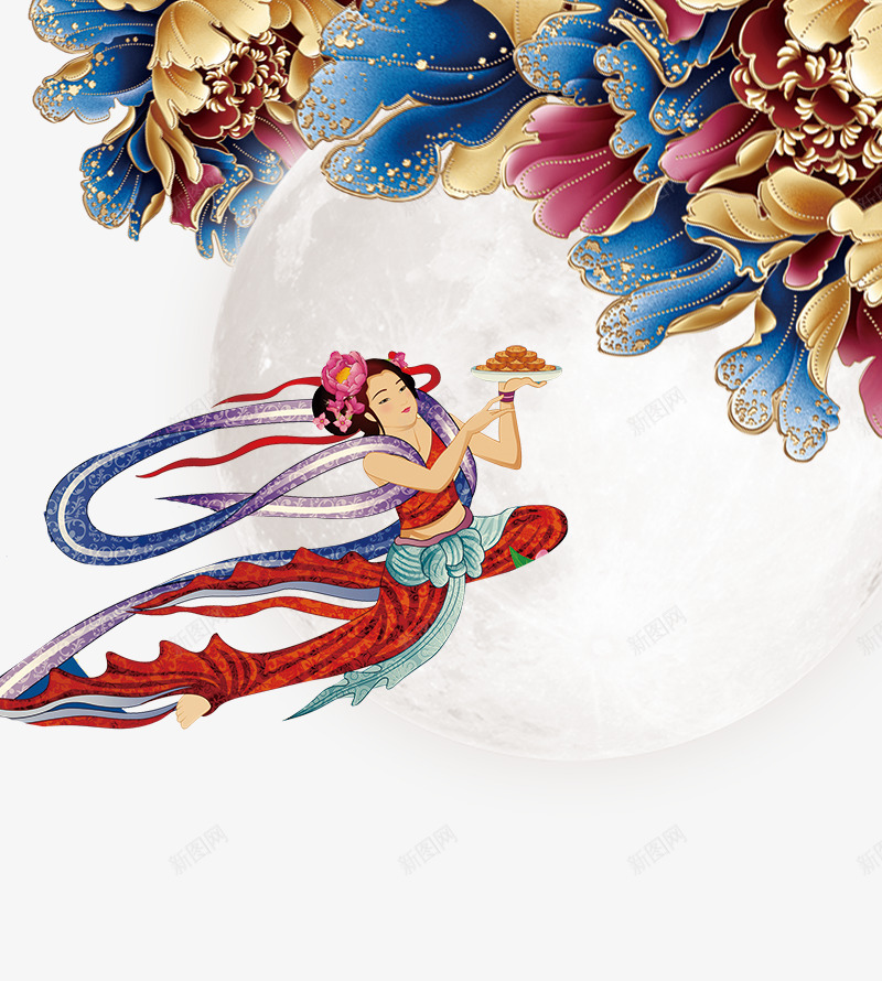 中秋节装饰图案png免抠素材_88icon https://88icon.com 中秋佳节 中秋节 中秋节装饰图案 嫦娥 月亮 月饼 花卉边框