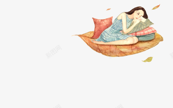 躺在叶子上的女人手绘海报背景png免抠素材_88icon https://88icon.com 叶子 女人 手绘 海报 背景