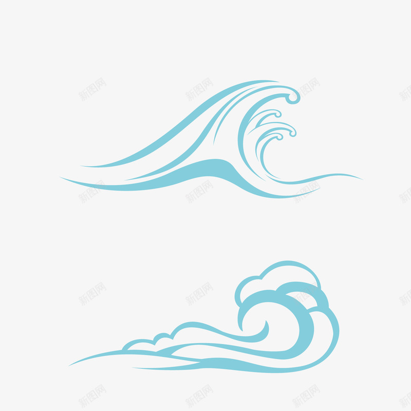 浅绿色波浪矢量图ai免抠素材_88icon https://88icon.com 波浪 流水纹 浅绿色 海水 海水纹 矢量图 纹路